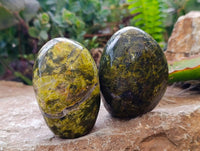 Polished Green Opal Standing Free Forms x 6 From Antsirabe, Madagascar
