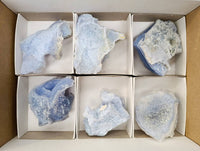 Natural Etched Blue Chalcedony Geodes x 6 From Nsanje, Malawi