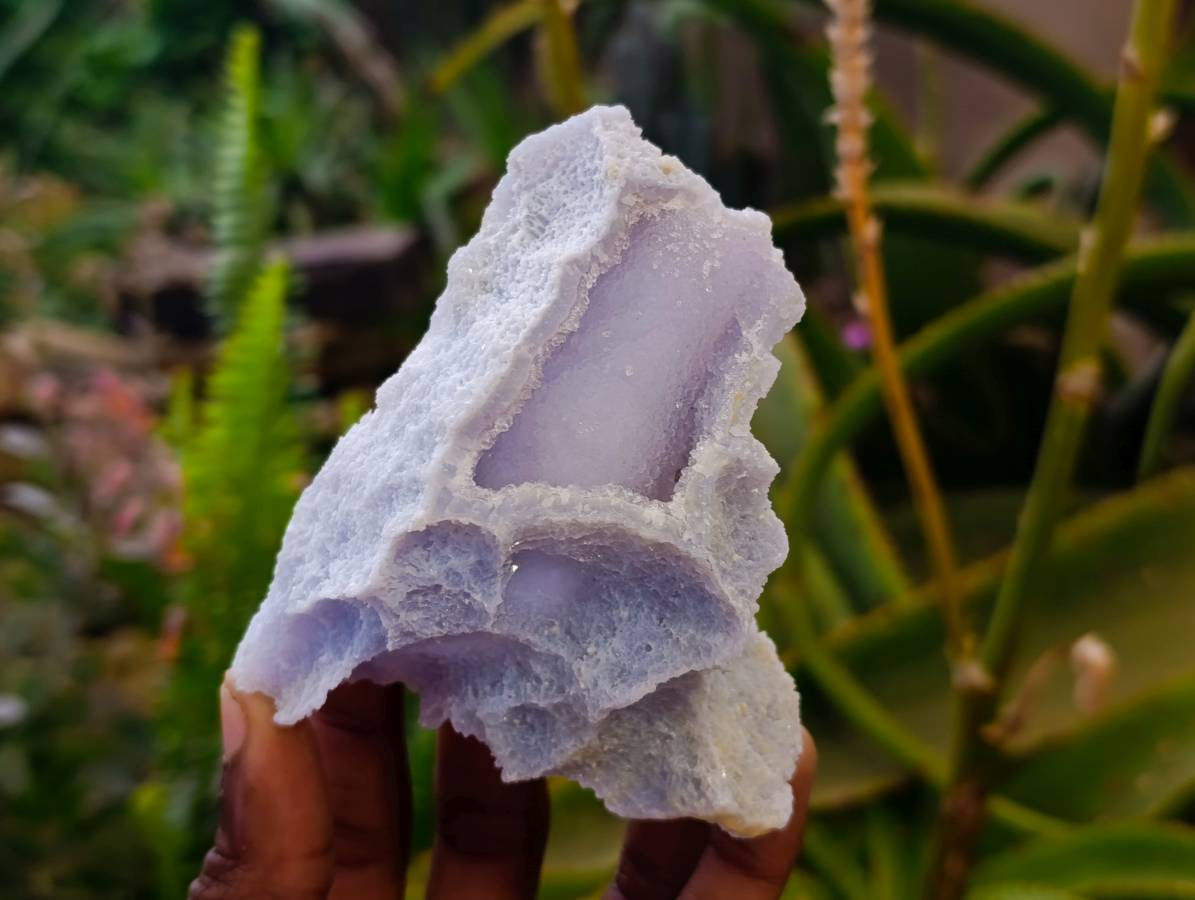 Natural Etched Blue Chalcedony Geodes x 6 From Nsanje, Malawi - Toprock Gemstones and Minerals 