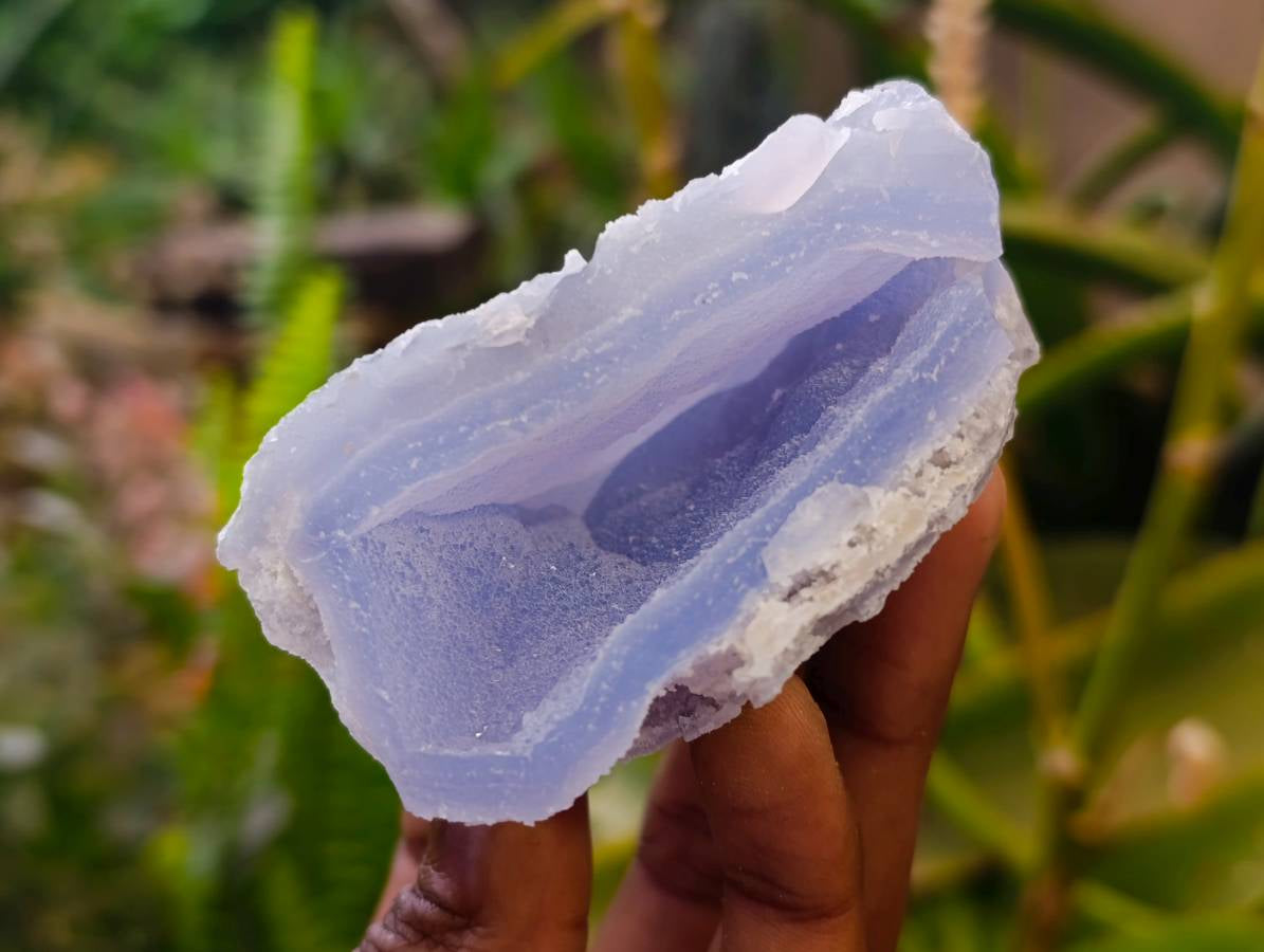 Natural Etched Blue Chalcedony Geodes x 6 From Nsanje, Malawi - Toprock Gemstones and Minerals 