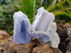 Natural Etched Blue Chalcedony Geodes x 6 From Nsanje, Malawi - Toprock Gemstones and Minerals 