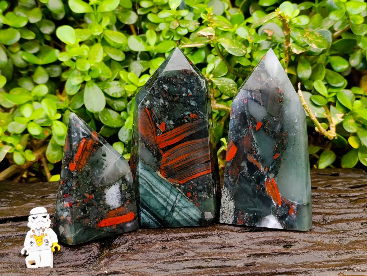 Polished Bloodstone Points x 3 From Swaziland - Toprock Gemstones and Minerals 