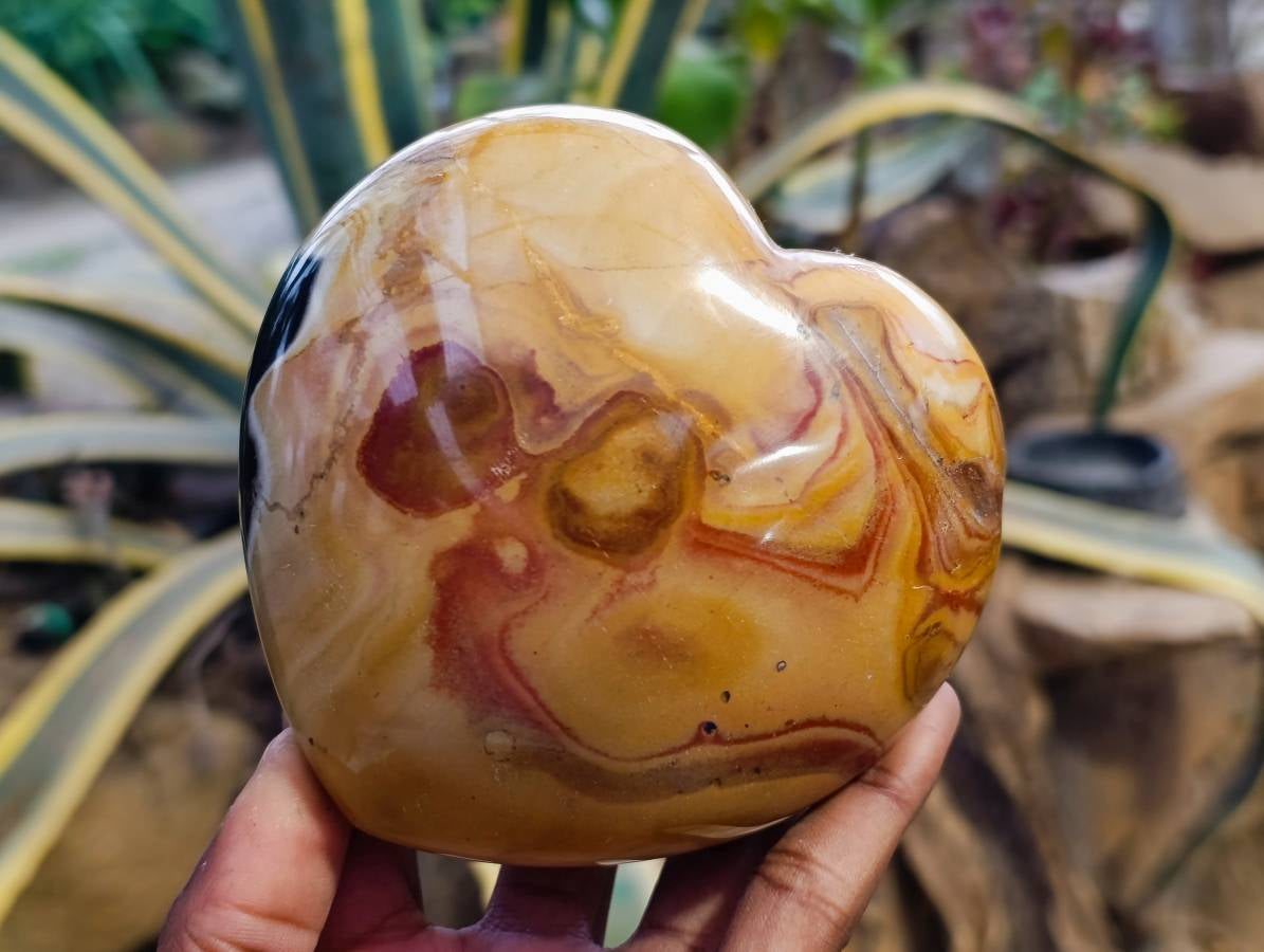 Polished Polychrome Jasper Hearts x 2 From NW Coast, Madagascar - Toprock Gemstones and Minerals 