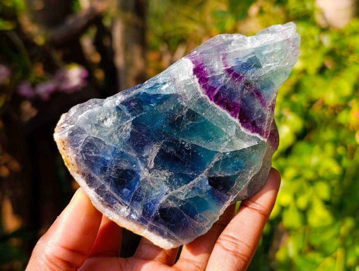 Polished On One Side Watermelon Fluorite x 6 From Uis, Namibia - Toprock Gemstones and Minerals 