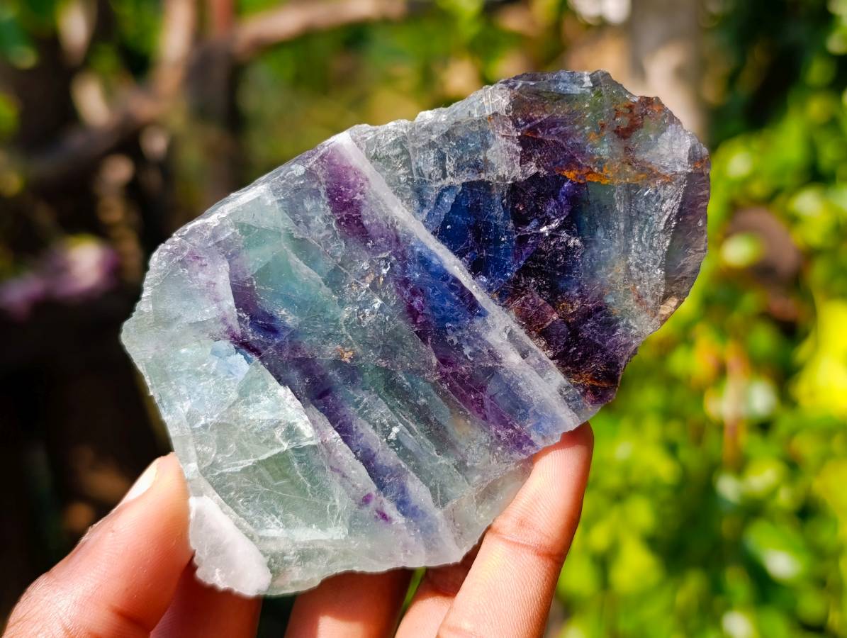 Polished On One Side Watermelon Fluorite x 6 From Uis, Namibia - Toprock Gemstones and Minerals 