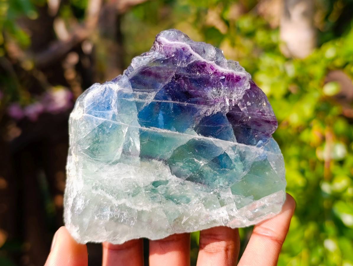 Polished On One Side Watermelon Fluorite x 6 From Uis, Namibia - Toprock Gemstones and Minerals 