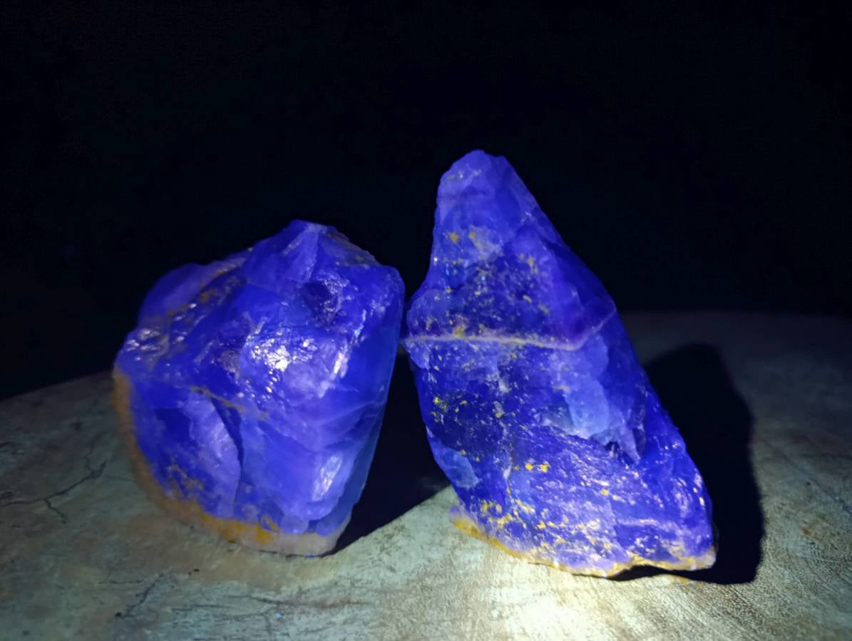 Polished On One Side Watermelon Fluorite x 6 From Uis, Namibia - Toprock Gemstones and Minerals 