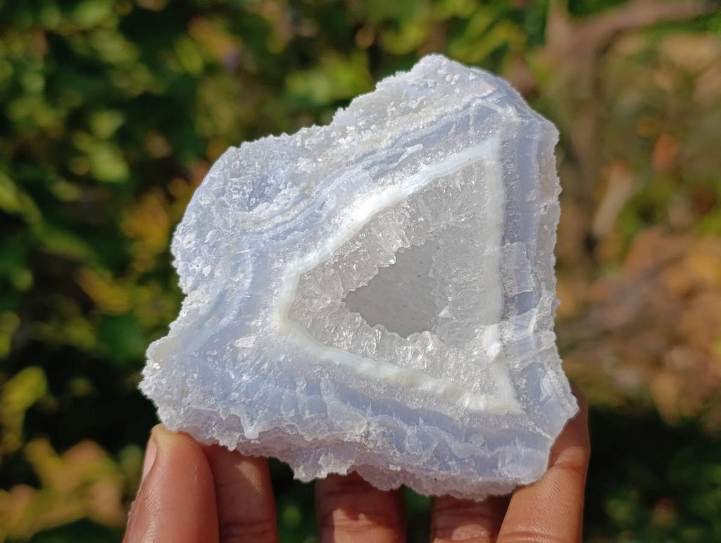 Natural Etched Blue Chalcedony Geodes x 6 From Nsanje, Malawi - Toprock Gemstones and Minerals 
