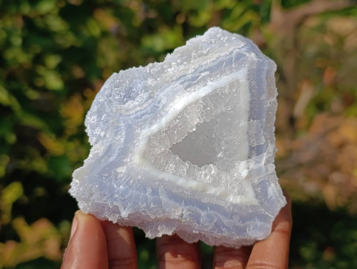 Natural Etched Blue Chalcedony Geodes x 6 From Nsanje, Malawi - Toprock Gemstones and Minerals 