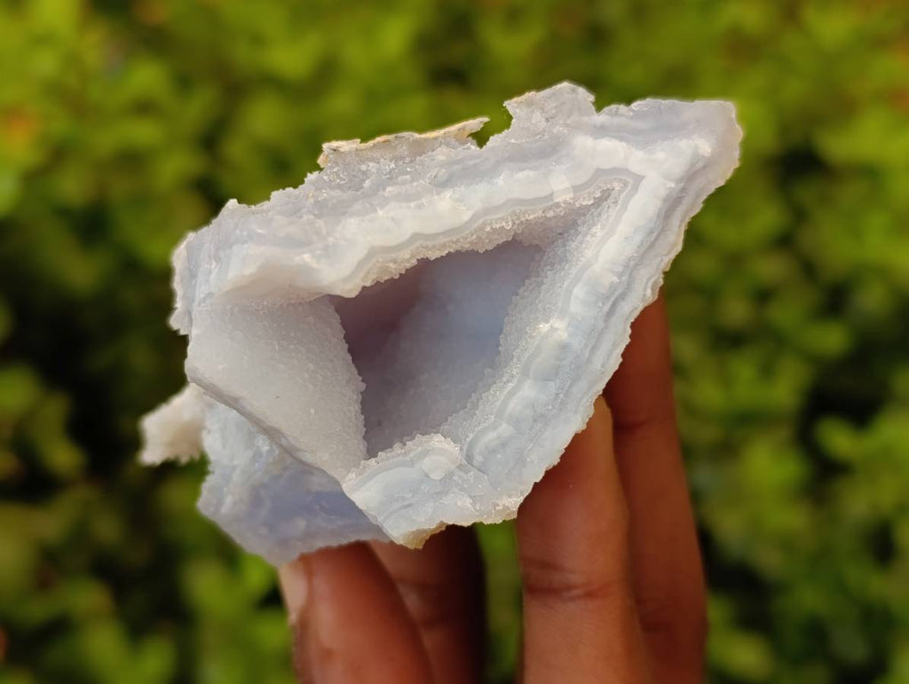 Natural Etched Blue Chalcedony Geodes x 6 From Nsanje, Malawi - Toprock Gemstones and Minerals 