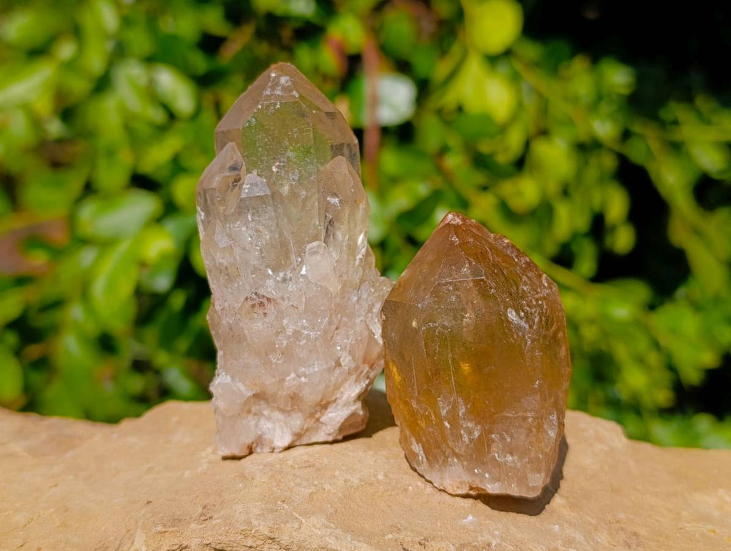 Natural Smokey Phantom Quartz Cluster x 7 From Luena, Congo - Toprock Gemstones and Minerals 