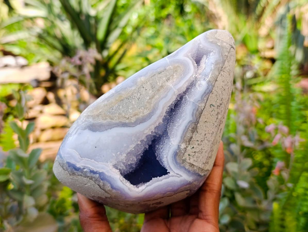 Polished Blue Lace Agate Standing Free Forms x 1 From Nsanje, Malawi - Toprock Gemstones and Minerals 