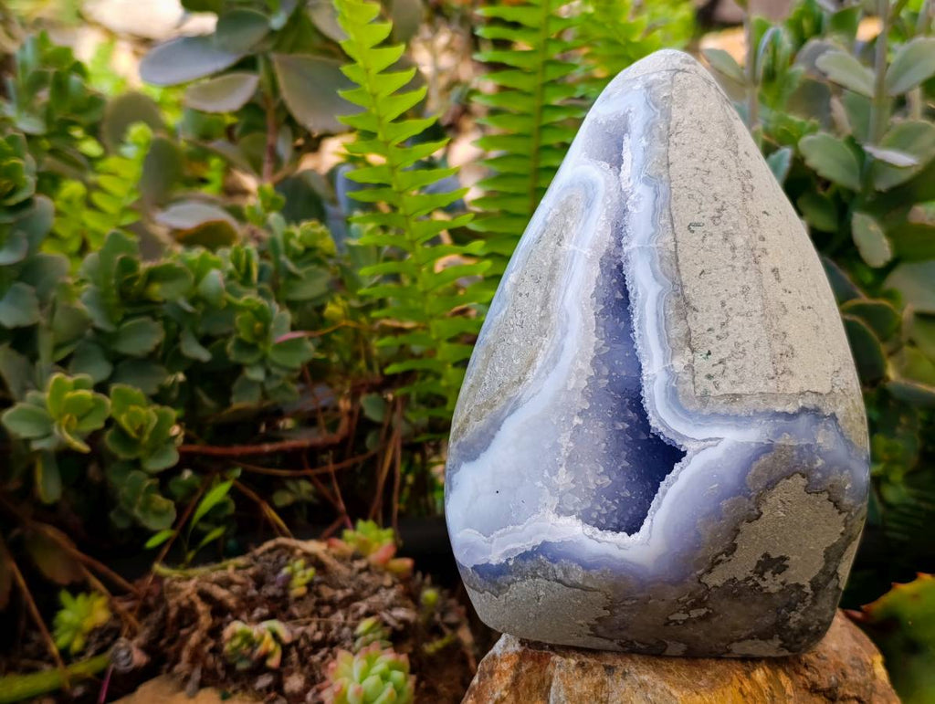Polished Blue Lace Agate Standing Free Forms x 1 From Nsanje, Malawi - Toprock Gemstones and Minerals 