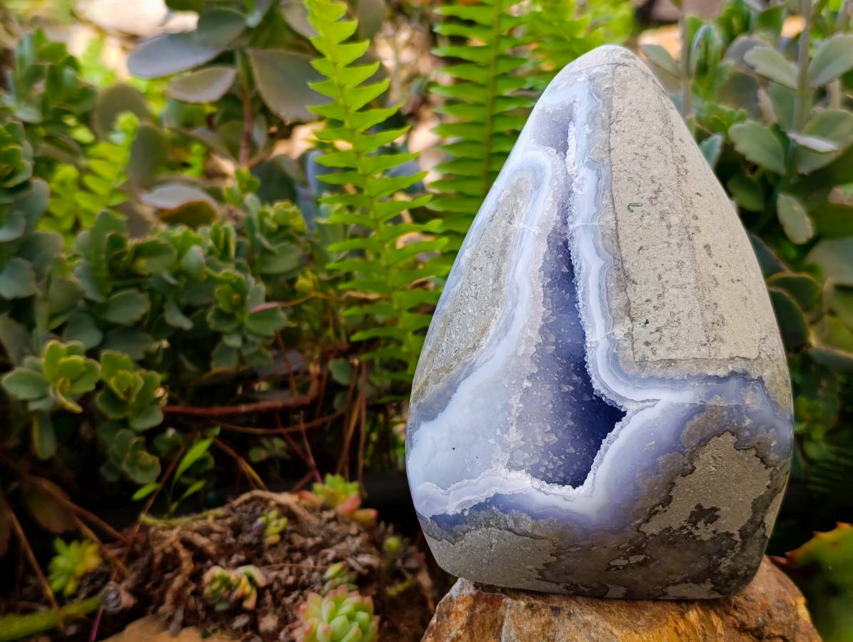 Polished Blue Lace Agate Standing Free Forms x 1 From Nsanje, Malawi - Toprock Gemstones and Minerals 