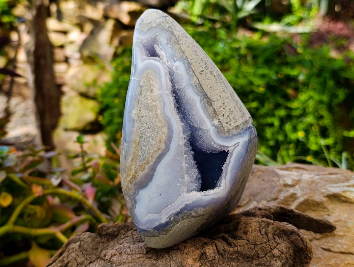 Polished Blue Lace Agate Standing Free Forms x 1 From Nsanje, Malawi - Toprock Gemstones and Minerals 