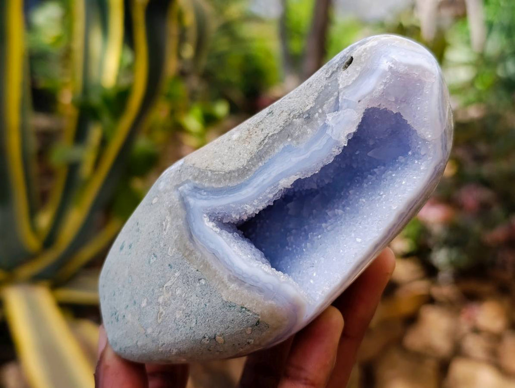 Polished Blue Lace Agate Standing Free Forms x 3 From Nsanje, Malawi - Toprock Gemstones and Minerals 