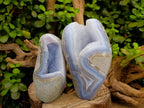 Polished Blue Lace Agate Standing Free Forms x 3 From Nsanje, Malawi - Toprock Gemstones and Minerals 