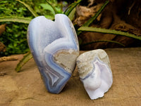 Polished Blue Lace Agate Standing Free Forms x 3 From Nsanje, Malawi - Toprock Gemstones and Minerals 