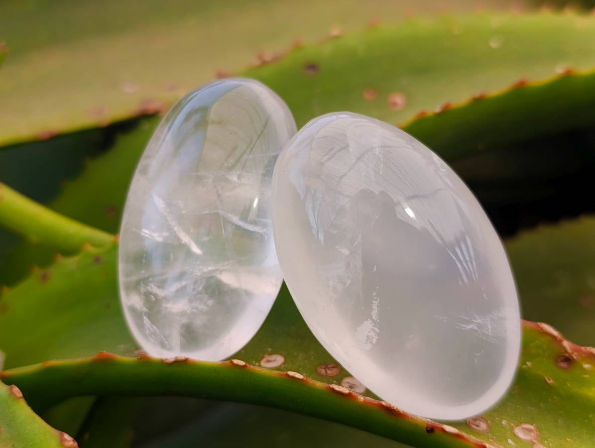 Polished Pearl Girasol Quartz Palm Stones x 20 From Ambatondrazaka, Madagascar - Toprock Gemstones and Minerals 