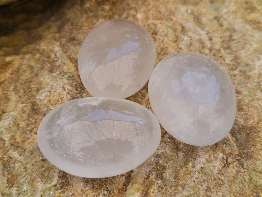Polished Pearl Girasol Quartz Palm Stones x 20 From Ambatondrazaka, Madagascar - Toprock Gemstones and Minerals 