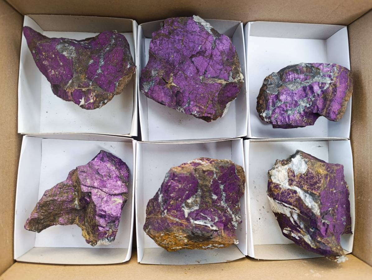 Natural Metallic Purpurite Specimens x 6 From Erongo, Namibia - Toprock Gemstones and Minerals 