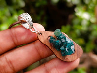 Hand Made Dioptase Specimens in Wood Pendant - Sold Per Item - From Likasi, Congo - Toprock Gemstones and Minerals 