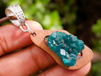Hand Made Dioptase Specimens in Wood Pendant - Sold Per Item - From Likasi, Congo - Toprock Gemstones and Minerals 