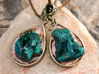 Hand Made Silky Malachite in Bronze Teardrop Pendant - Sold Per Item - Kasompe, Congo - Toprock Gemstones and Minerals 