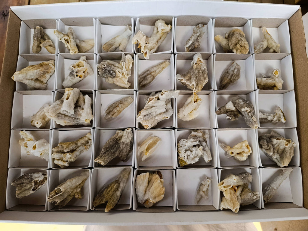 Natural Drusy Quartz Coated Calcite Pseudomorph Specimens x 35 From Alberts Mountain, Lesotho - Toprock Gemstones and Minerals 