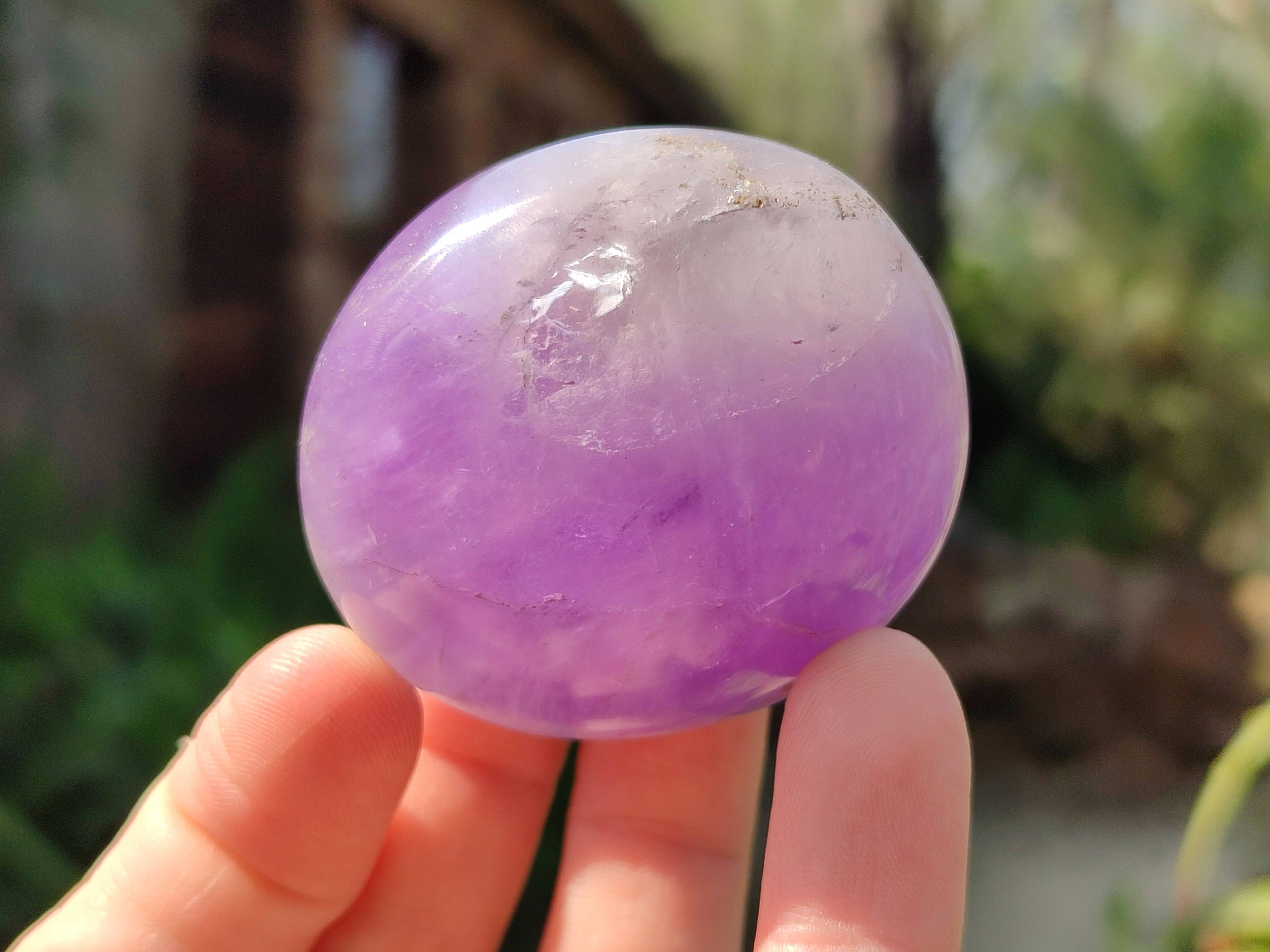 Polished Chevron Amethyst Palm Stones x 20 From Ankazobe, Madagascar - Toprock Gemstones and Minerals 