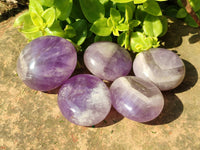 Polished Chevron Amethyst Palm Stones x 20 From Ankazobe, Madagascar