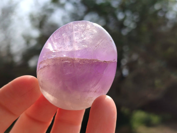 Polished Chevron Amethyst Palm Stones x 20 From Ankazobe, Madagascar
