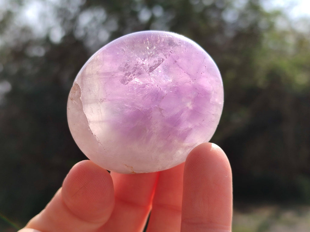 Polished Chevron Amethyst Palm Stones x 20 From Ankazobe, Madagascar - Toprock Gemstones and Minerals 