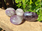 Polished Chevron Amethyst Palm Stones x 20 From Ankazobe, Madagascar - Toprock Gemstones and Minerals 