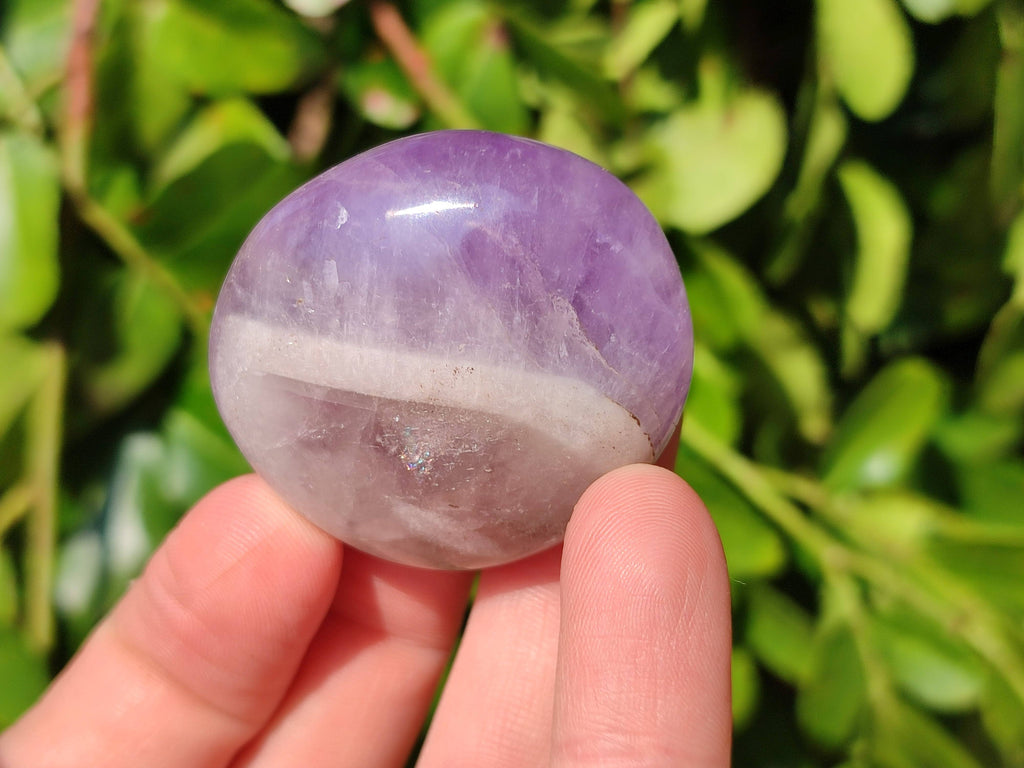 Polished Chevron Amethyst Palm Stones x 20 From Ankazobe, Madagascar - Toprock Gemstones and Minerals 