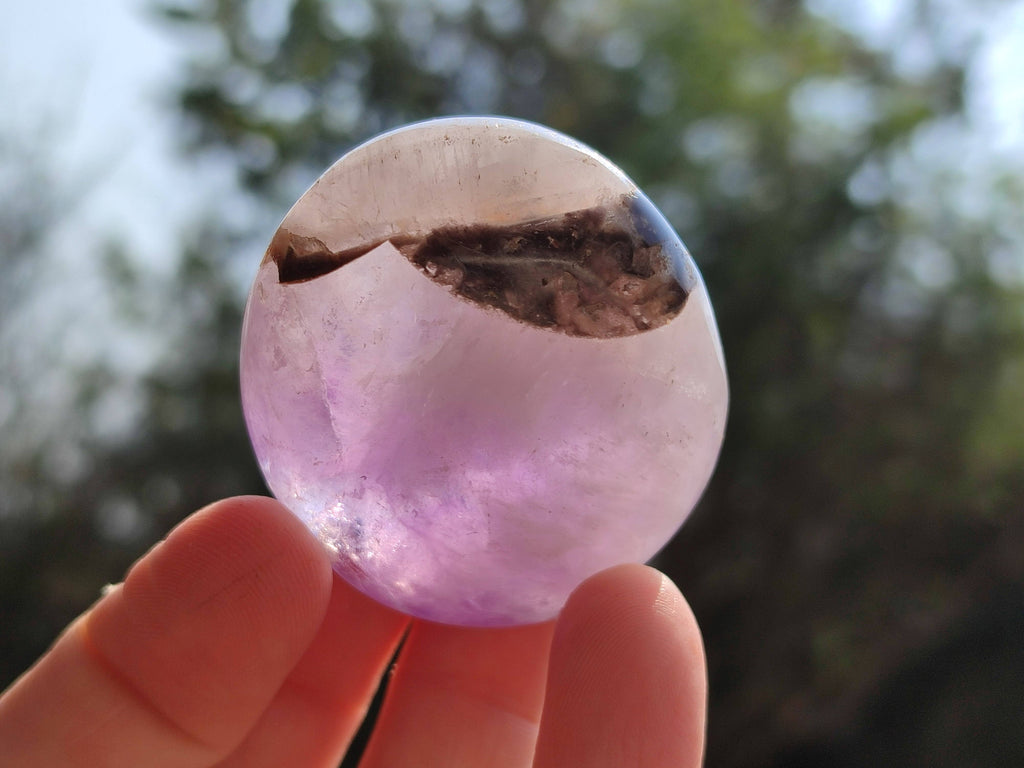 Polished Chevron Amethyst Palm Stones x 20 From Ankazobe, Madagascar - Toprock Gemstones and Minerals 