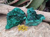 Natural Silky Malachite Specimens x 2 From Kasompe, Congo