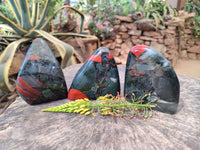 Polished Bloodstone Standing Free Forms x 3 From Swaziland
