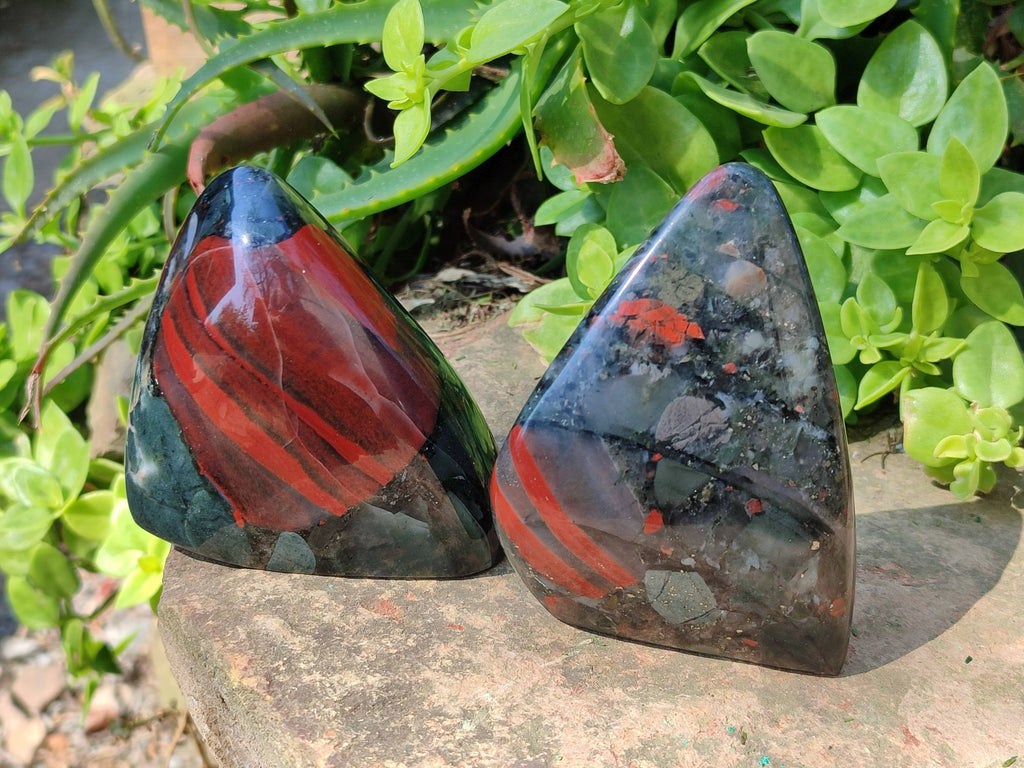 Polished Bloodstone Standing Free Forms x 3 From Swaziland - Toprock Gemstones and Minerals 