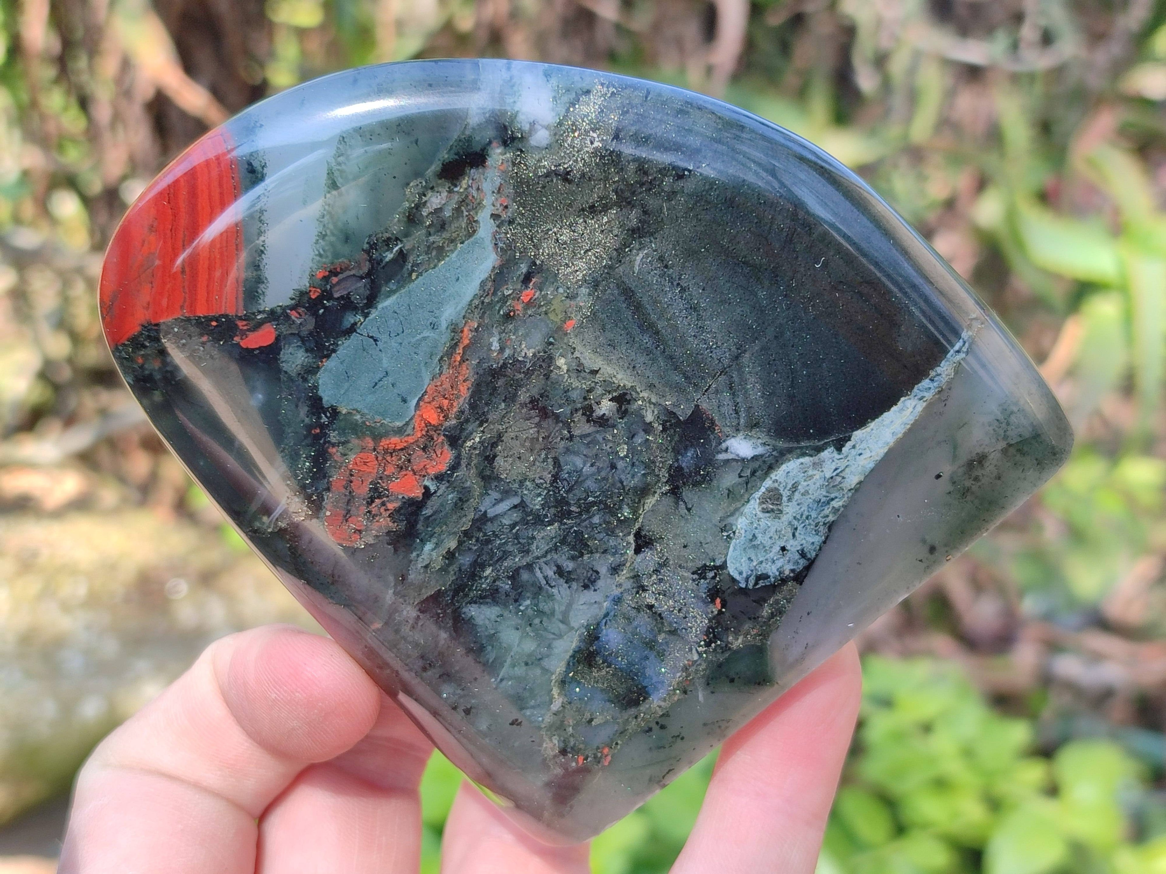 Polished Bloodstone Standing Free Forms x 3 From Swaziland - Toprock Gemstones and Minerals 