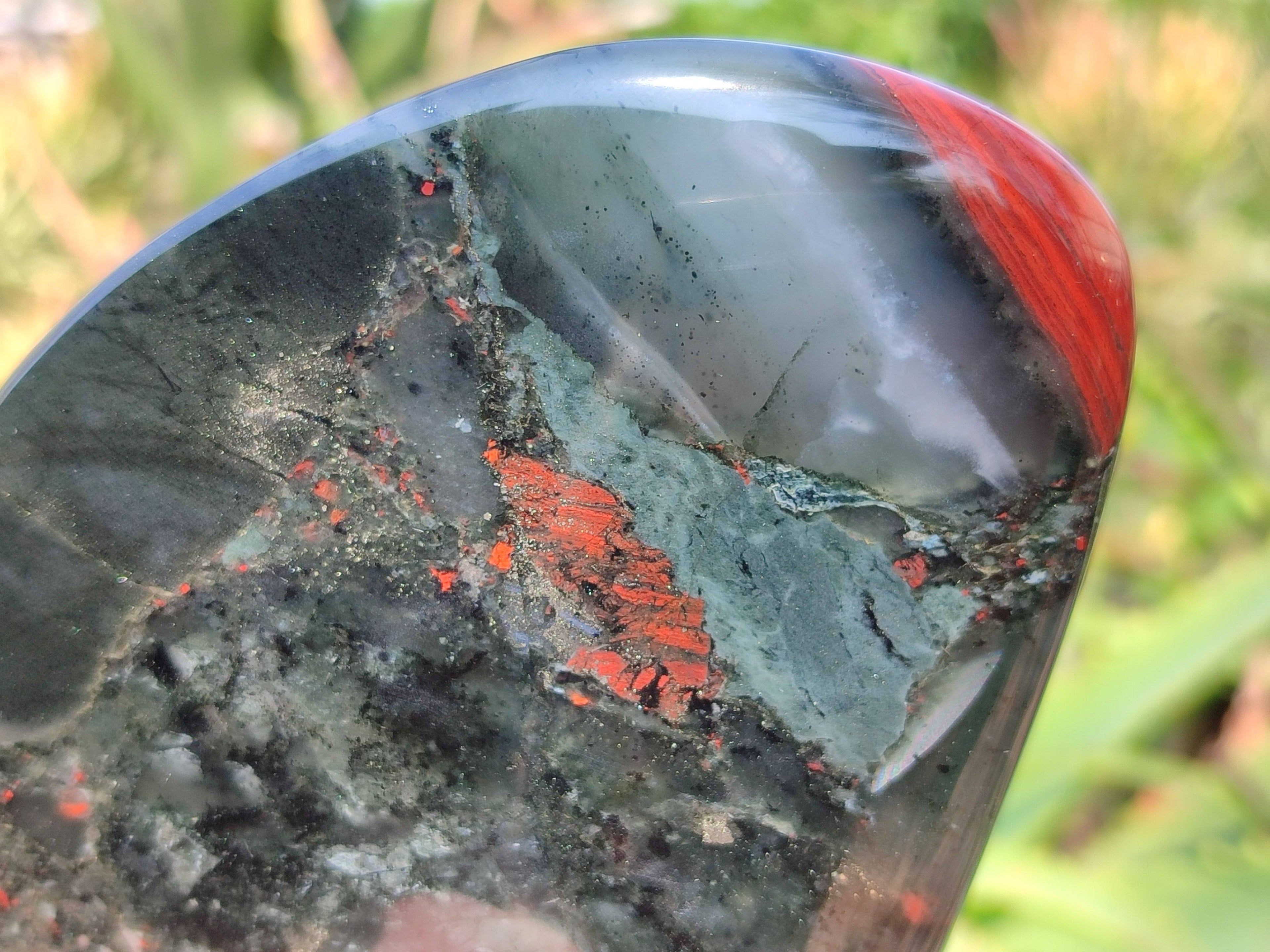 Polished Bloodstone Standing Free Forms x 3 From Swaziland - Toprock Gemstones and Minerals 