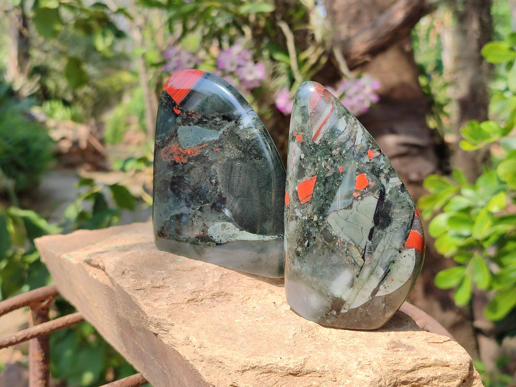 Polished Bloodstone Standing Free Forms x 3 From Swaziland - Toprock Gemstones and Minerals 