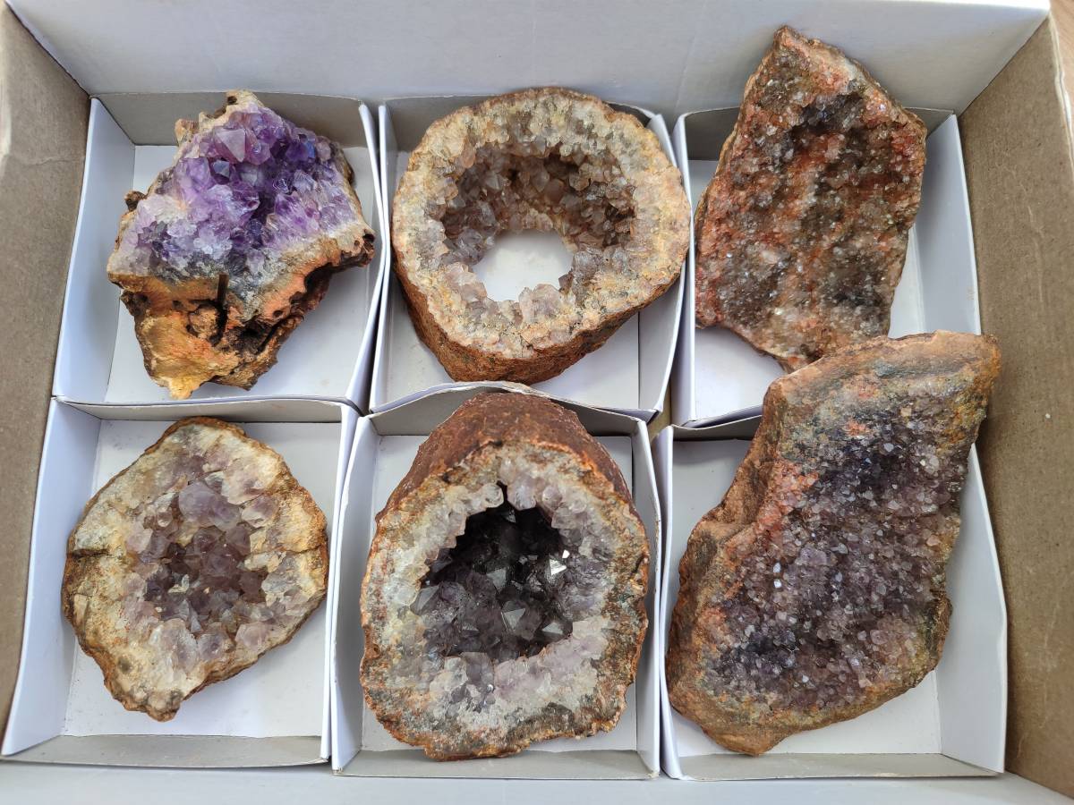 Natural Zululand Amethyst Geodes x 6 From Jozini, South Africa - Toprock Gemstones and Minerals 