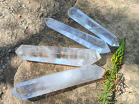 Double Terminated Polished 'Wand' Quartz Crystals x 6 From Madagascar