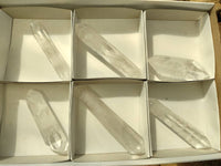 Double Terminated Polished 'Wand' Quartz Crystals x 6 From Madagascar