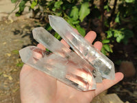 Double Terminated Polished 'Wand' Quartz Crystals x 6 From Madagascar