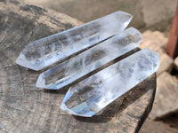 Double Terminated Polished 'Wand' Quartz Crystals x 6 From Madagascar