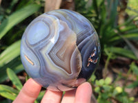 Polished Banded Agate Spheres x 2 From Madagascar