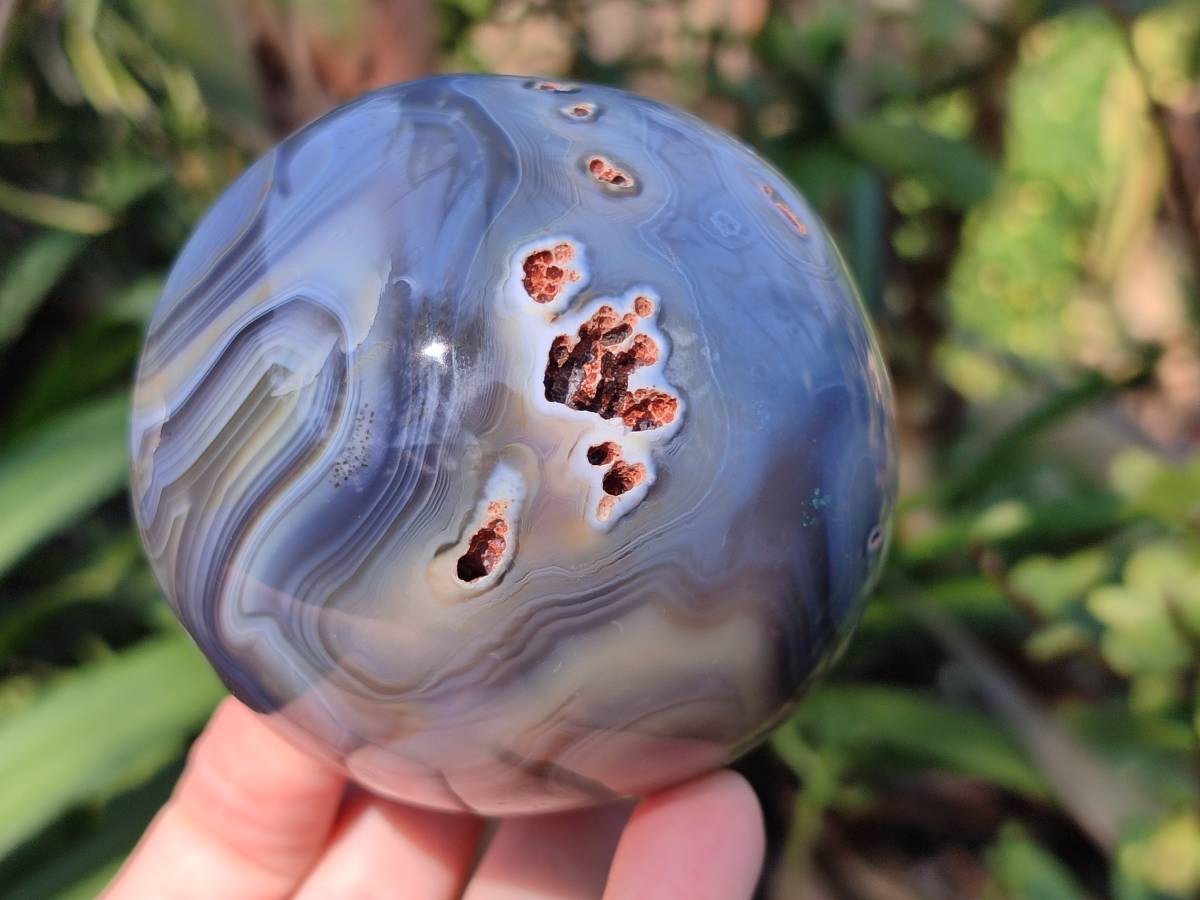 Polished Banded Agate Spheres x 2 From Madagascar - Toprock Gemstones and Minerals 