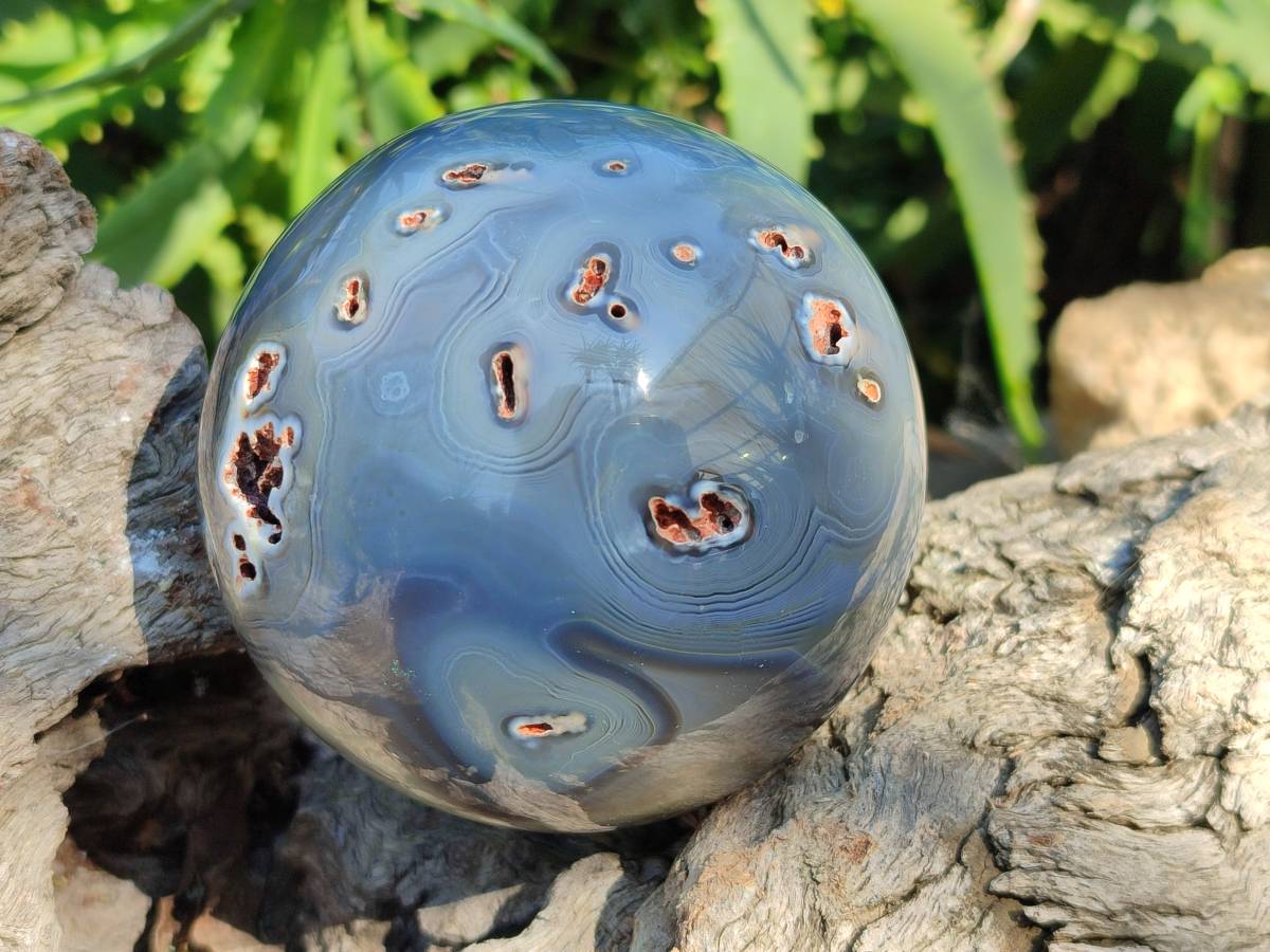 Polished Banded Agate Spheres x 2 From Madagascar - Toprock Gemstones and Minerals 